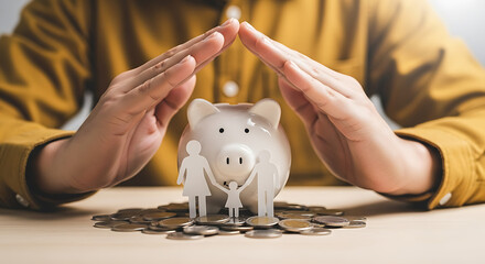 Piggy bank family protection coins saving