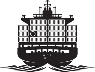Naklejka premium Iconic Black and White Cargo Ship Silhouette with Maritime Flair