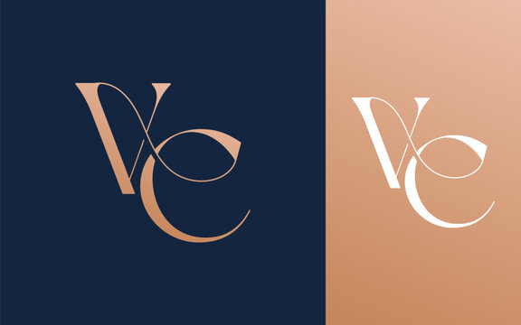 Initial letter VC CV logo design vector illustration for couple, wedding, and business