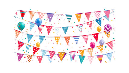 Colorful bunting and balloons for festive celebrations.