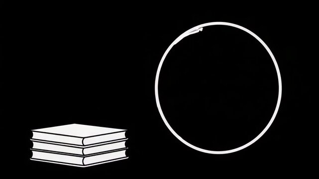 Line drawing stack of books and globe. Simple line art illustration features stack of books and globe.  Clean line drawing perfect for educational projects, creating simple illustrations.