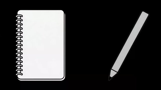 Drawing notebook and pencil for sketching. Spiral bound notebook and graphite pencil on white background.  Simple drawing supplies for art class or design project.