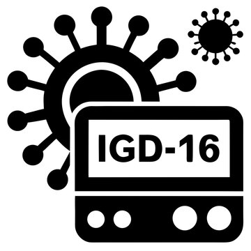 Virus and machine with igd sixteen data display silhouette vector illustration