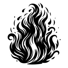 Obraz premium Flaming Brush Flame Black and White SVG