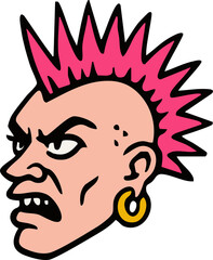 Punk icon with retro grunge style. Ideal for zines, stickers, posters, tattoos, and alternative fashion design. Punk Stickers. PNG. transparent background.