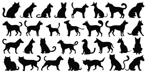 Dog and Cat set silhouette