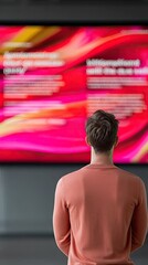 Person Viewing Abstract Presentation on Large Digital Display