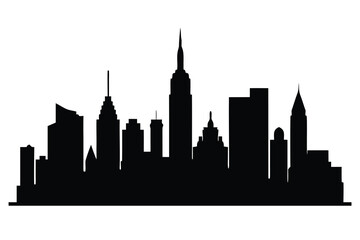 New York City skyline silhouette vector illustration at sunset