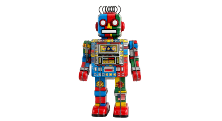 Vintage Tin Robot Toy: Retro Mechanical Collectible