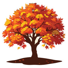Beautiful orange-red maple leaves on an autumn tree vector
