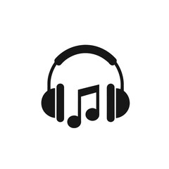 Fototapeta premium Headphones with Music Note – Audio Listening Icon