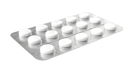 White Pills in Blister Pack: Healthcare, Medicine, and Pharmaceutical Image