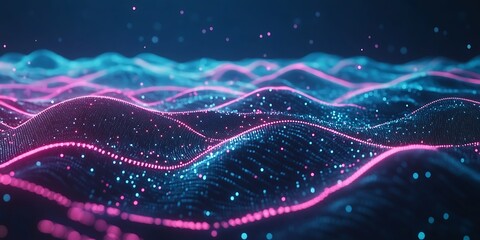 Abstract Digital Background With Flowing Pink And Blue LinesAnd PatternsOf LinesAnd ShapesColorsWith A