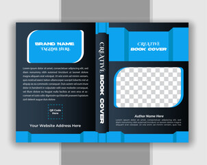 Creative and Professional Blue Business Book Cover Design Template with QR Code and Author Placeholder for Corporate Publications and Branding