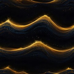 Golden waves shimmering light particles abstract