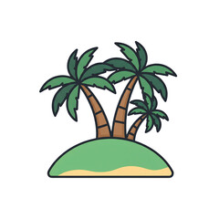 Obraz premium Tropical Island Icon with Palm Trees Green Sand isolated on a transparent background