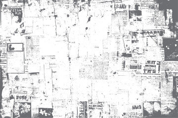 Fototapeta premium Peeling newspaper wall collage with grunge effect. Abstract torn paper texture design. Ideal for poster artwork and visual assets.
