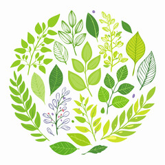 Green Leaf Wreath: A delicate wreath of hand-drawn green leaves, perfect for adding a touch of natural beauty and eco-consciousness to any design.