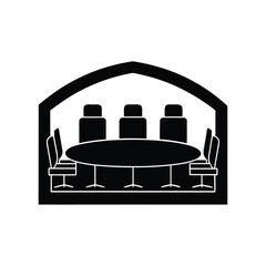 A board meeting room silhouette icon vector art illustration