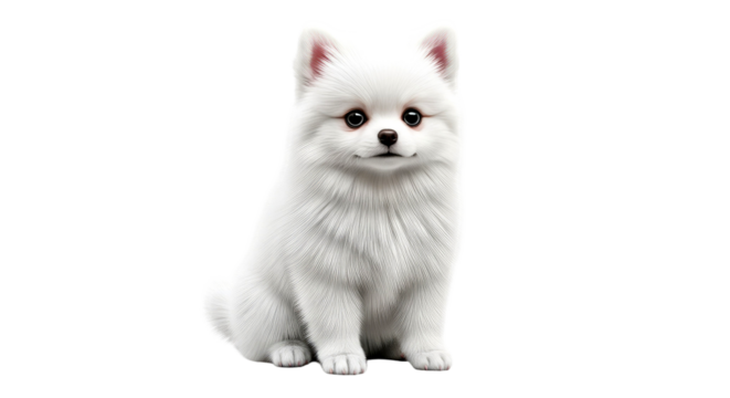 Adorable White Fluffy Puppy: Cute Pet Dog Portrait