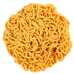 Cup of instant noodles on a white background