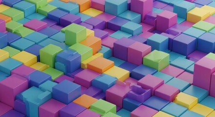 Obraz premium Vibrant Array of Cubes Forms an Abstract Pattern with Diverse Heights and Colors