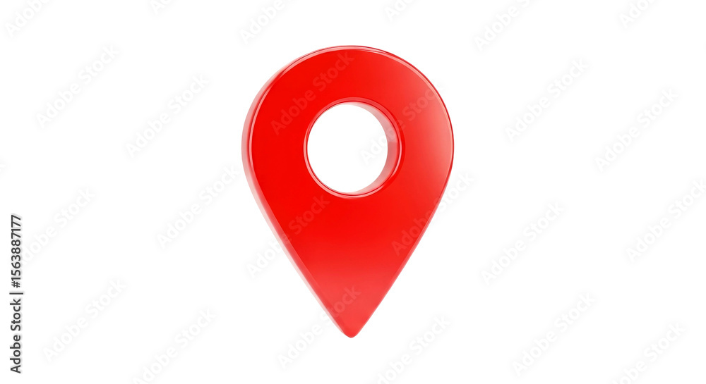 Fototapete Red 3D Glossy Location Pointer: Map Navigation Icon