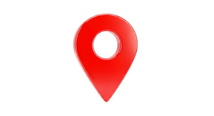 Red 3D Glossy Location Pointer: Map Navigation Icon
