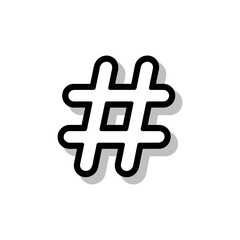 Obraz premium Stylized black hashtag symbol with rounded corners and a subtle shadow effect
