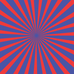Blue And Red Sunburst Pattern Abstract Celebration Background. Ray. Radial.