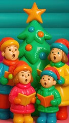Fototapeta premium Colorful festive caroling illustration