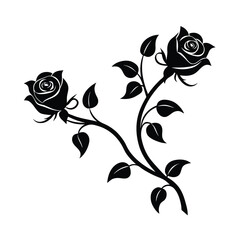 Circular Swirling Rose Vine with Leaves