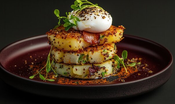 Bubble and squeak with poached egg