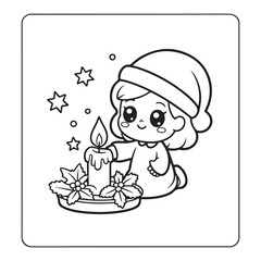 cute christmas coloring page, bold & easy cozy winter coloring book pages, line art vector illustration, black and white designs,   cute christmas coloring page, bold & easy line art, victor art 
