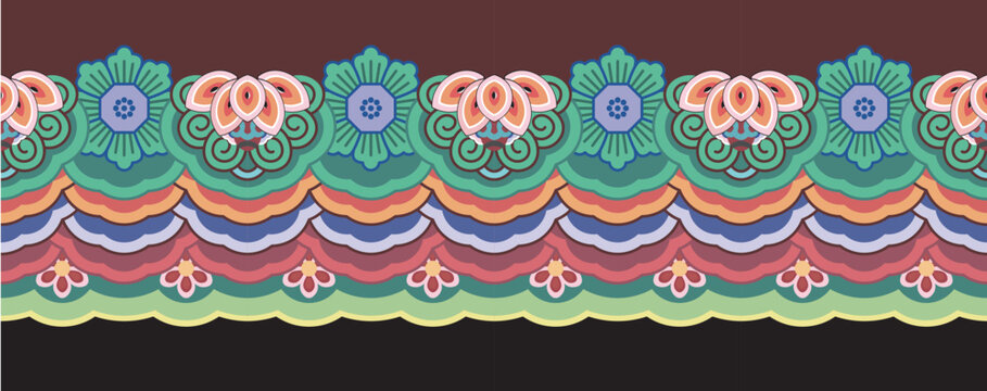 Decorative dancheong border pattern illustration for traditional architecture
