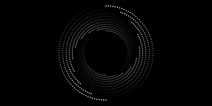 Halftone circular dotted frames set. Circle dots texture isolated on white background. Spotted spray texture. Vector abstract design element spiral circle sound wave vector dots circle