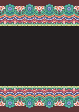 Background image featuring traditional Korean dancheong patterns used in architecture