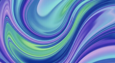 Serene Liquid Abstract Design with Flowing Swirls of Blue, Green, and Purple, Mesmerizing Abstract Background with Swirling Colors and Fluid Textures