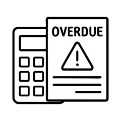 Overdue bill document with calculator icon showing unpaid debt and financial delay