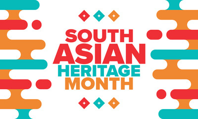 South Asian Heritage Month. Celebrate the diverse cultures and histories of South Asia. Traditional pattern. Creative art poster. Vector illustration