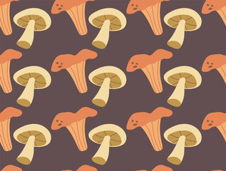 Mushrooms. Seamless pattern. Hand drawn.