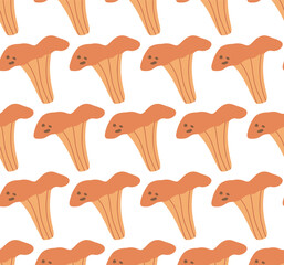 Mushrooms. Seamless pattern. Autumn isolated mushrooms on white background.