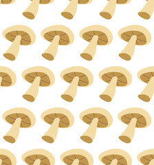 Mushrooms. Autumn isolated mushrooms on white background.  Seamless pattern.