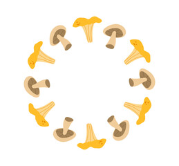 Round frame with mushrooms.Vector