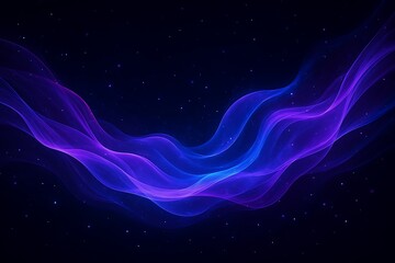 Obraz premium Abstract flowing waves of purple and blue light against a dark starry background