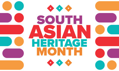 South Asian Heritage Month. Celebrate the diverse cultures and histories of South Asia. Traditional pattern. Creative art poster. Vector illustration