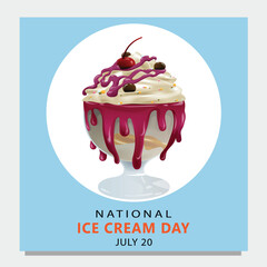 National Ice Cream Day Celebration with Delicious flavoured ice cream. Logo vector illustration.