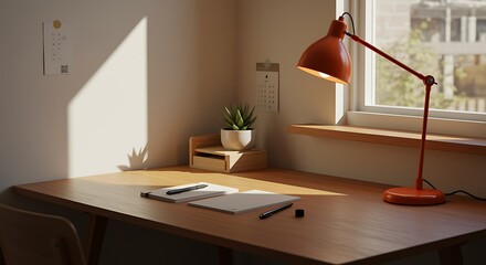 Sunlight Illuminates Cozy Workspace Desk Setup Ideas with Natural Light