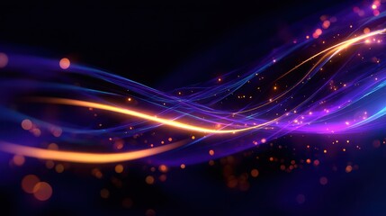 Fototapeta premium Abstract glowing neon light streaks and particles on dark background