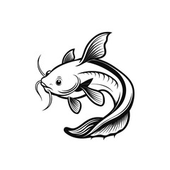 Elegant fish graphic design element in black and white